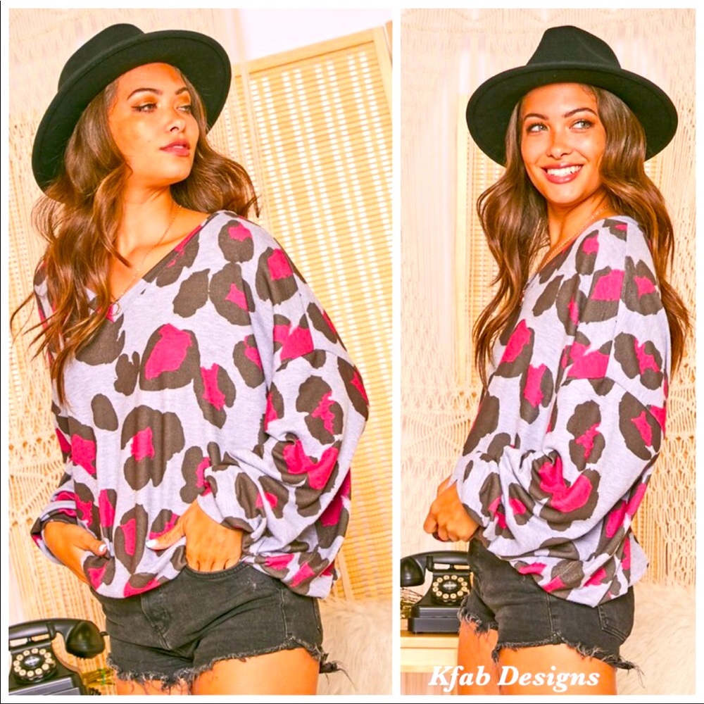 Soft💜Gorgeous Oversized lavender & brown top